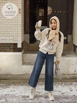 루크 곰돌이 트임 맨투맨 [기모]