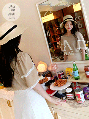 가넷 린넨 날개소매 티셔츠