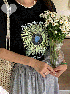 써니 해바라기 레터링 티셔츠