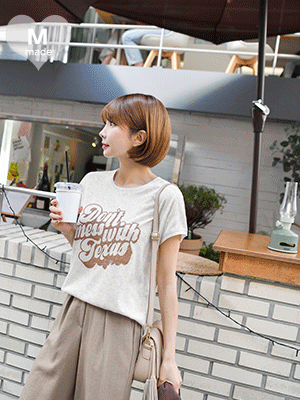 던키 린넨 레터링 티셔츠