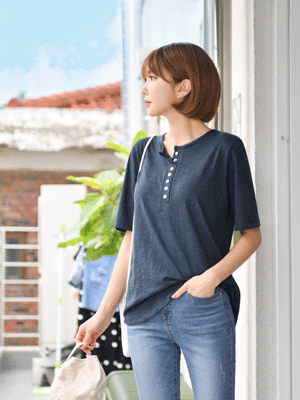 켄즈 슬라브 버튼 티셔츠