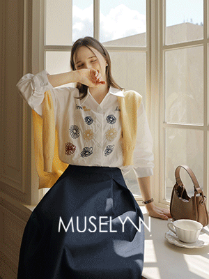 [뮤즈린] 미토 플라워 자수 스트링 셔츠