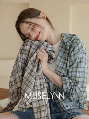 [뮤즈린] 엠마 체크 스트링 후드 셔츠