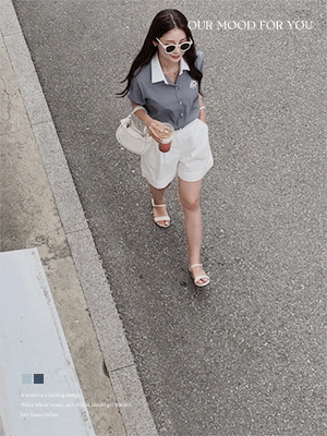 하이브 자수 체크 셔츠