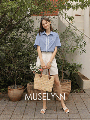 [뮤즈린] 르안 레이스 자수 반팔 셔츠