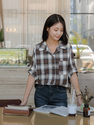 [롤업] 프리아 체크 포켓 셔츠