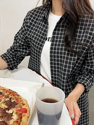 마론 체크 셔츠