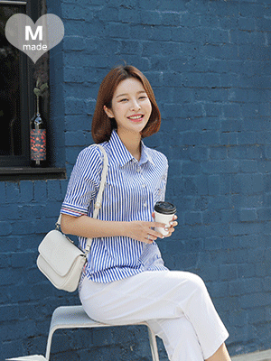 보엘 스트라이프 스판 셔츠