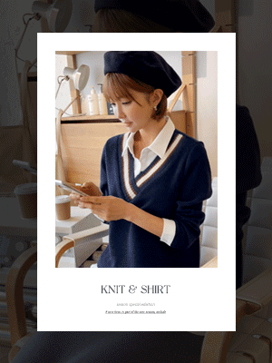 나미 니트 레이어드 셔츠