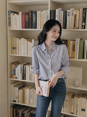 크니 스트라이프 셔츠