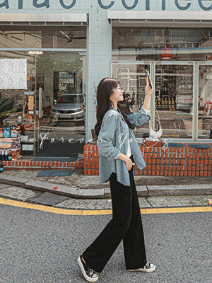 네스 워싱 데님 셔츠