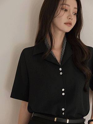 츠하 더블버튼 스판 블라우스