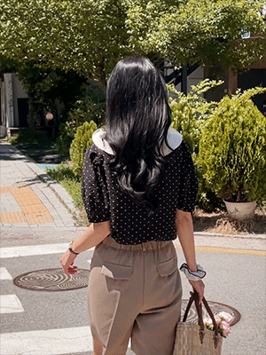 틴드 이중카라 도트 블라우스