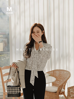 마그 나염 타이 블라우스