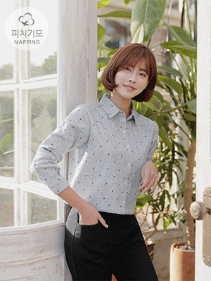 이오 나뭇잎 자수 셔츠 [기모]