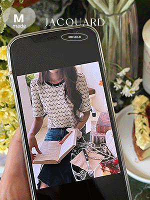 레미 물결 자가드 블라우스