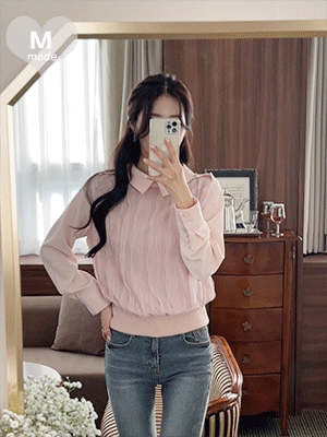 포링 레이스 밴딩 블라우스