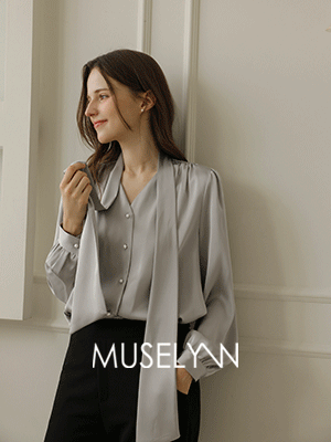 [뮤즈린] 오딘 타이 진주 샤틴 블라우스