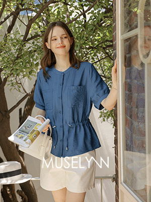 [뮤즈린] 주나 차이나넥 스트링 블라우스