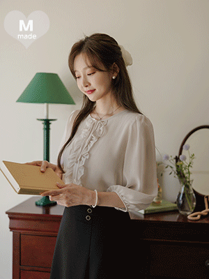 도카 프릴 리본 블라우스