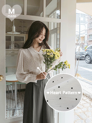 타리 하트도트 프릴 블라우스