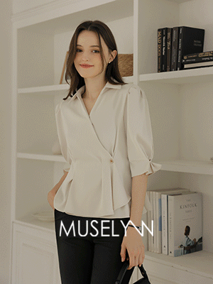 [뮤즈린] 다즐 소매핀턱 랩 7부 블라우스