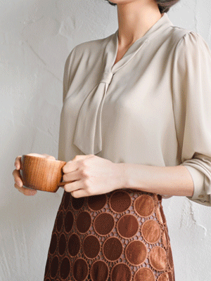 더닌 타이 쉬폰 블라우스