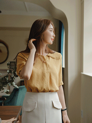 도카 이중카라 블라우스