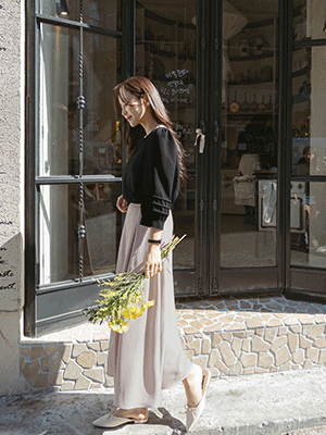 무딘 소매핀턱 7부 블라우스