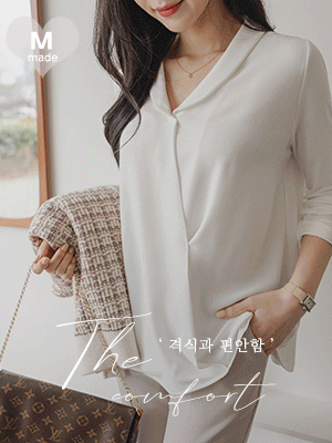 편안 숄카라 긴팔 블라우스 티