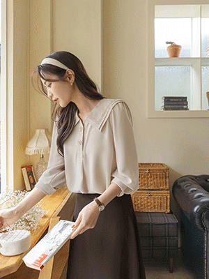 페리 더블카라 블라우스