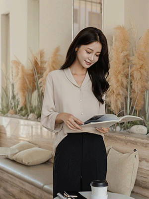 카인드 숄카라 7부 블라우스