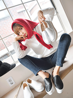 베스 스티치 키높이 슬립온