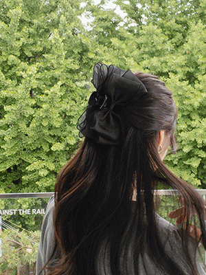 플립 쉬폰 리본 집게핀